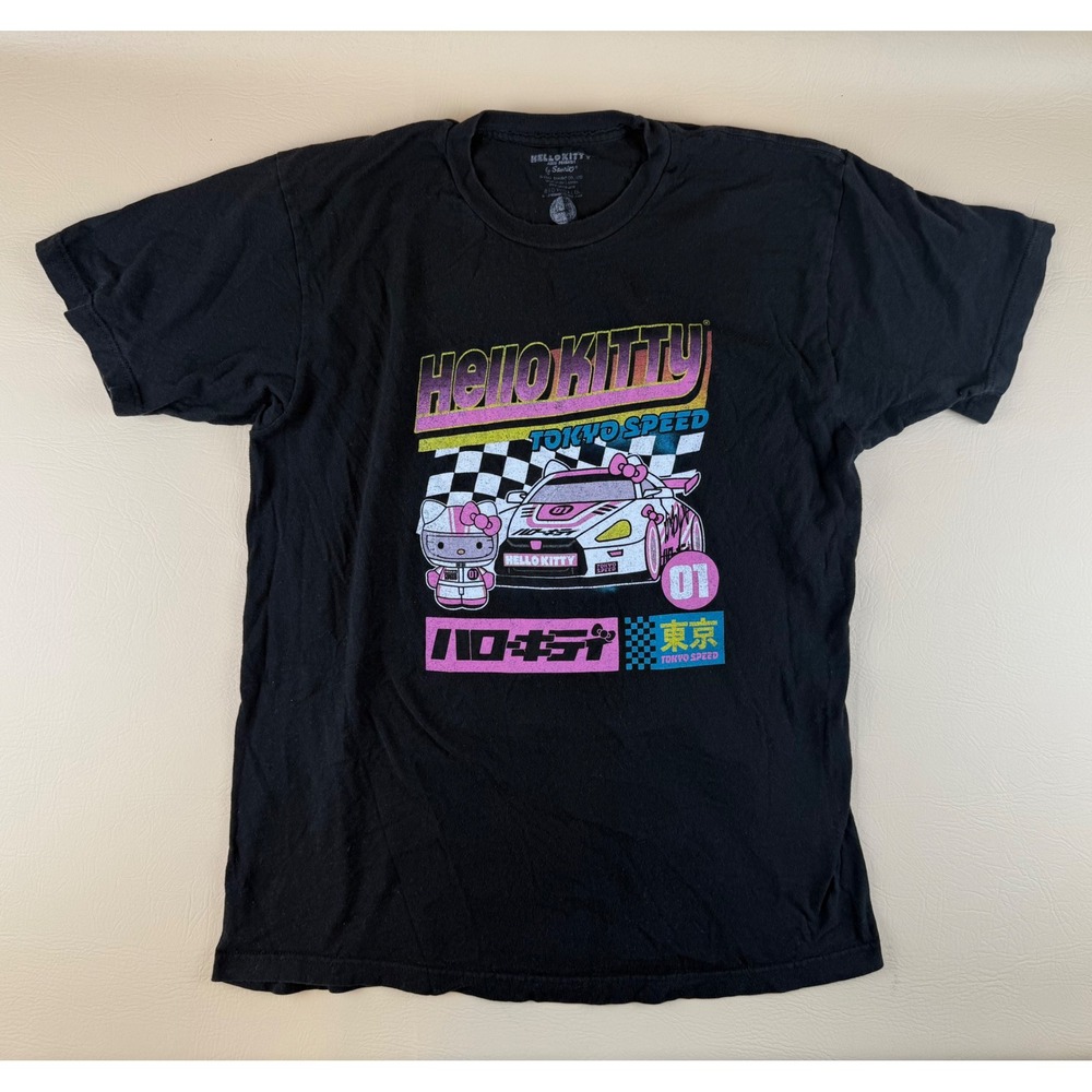 Y2K Streetwear Graphic Tee Tokyo Speed Racing Large Hello Kitty